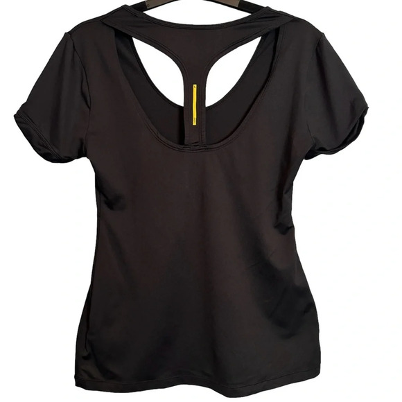 Lole Short Sleeve Cut Out Back Tee Black Women's Small Workout Athletic Gym Yoga - Picture 2 of 12